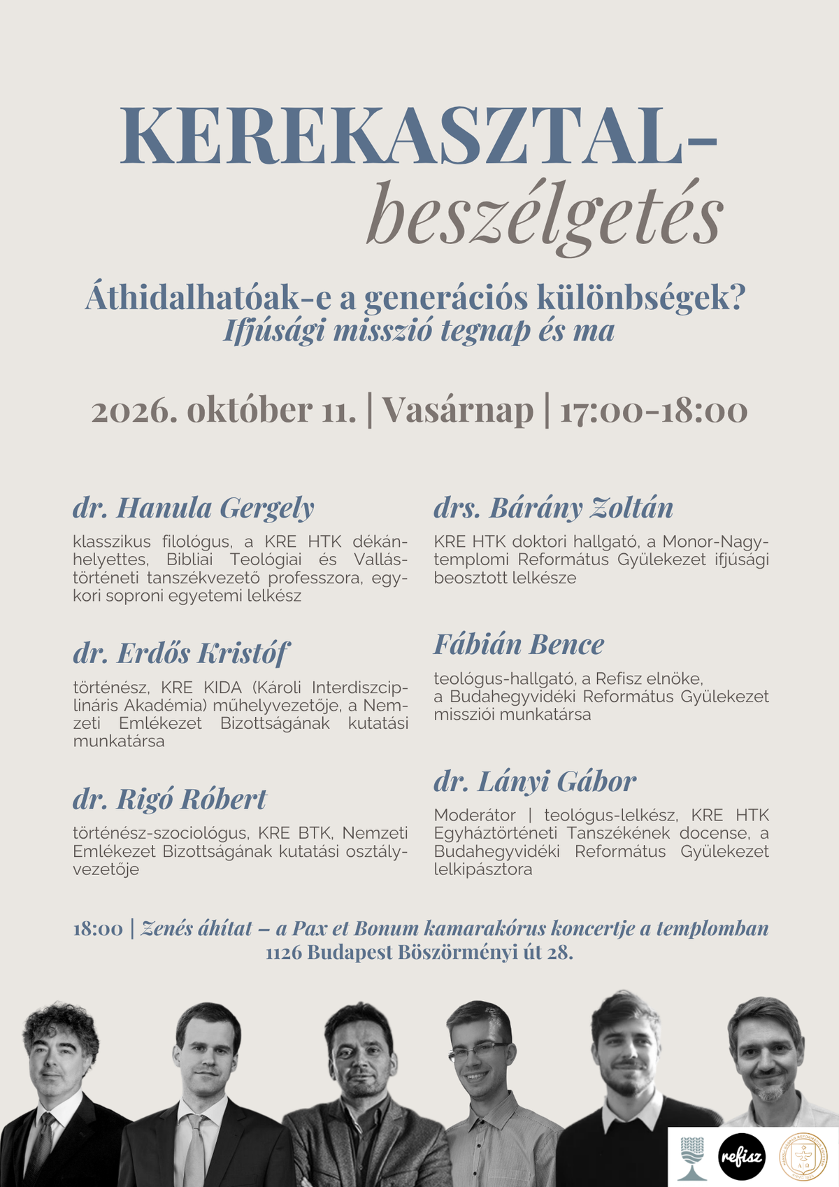 "Áthidalhatók-e a generációs különbségek?" - kerekasztalbeszélgetés gyülekezetünkben (17:00-18:00)