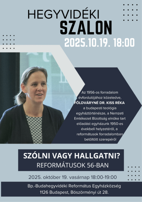 Hegyvidéki Szalon 2025. október 19. 18:00 – Földváryné Dr. Kiss Réka előadása